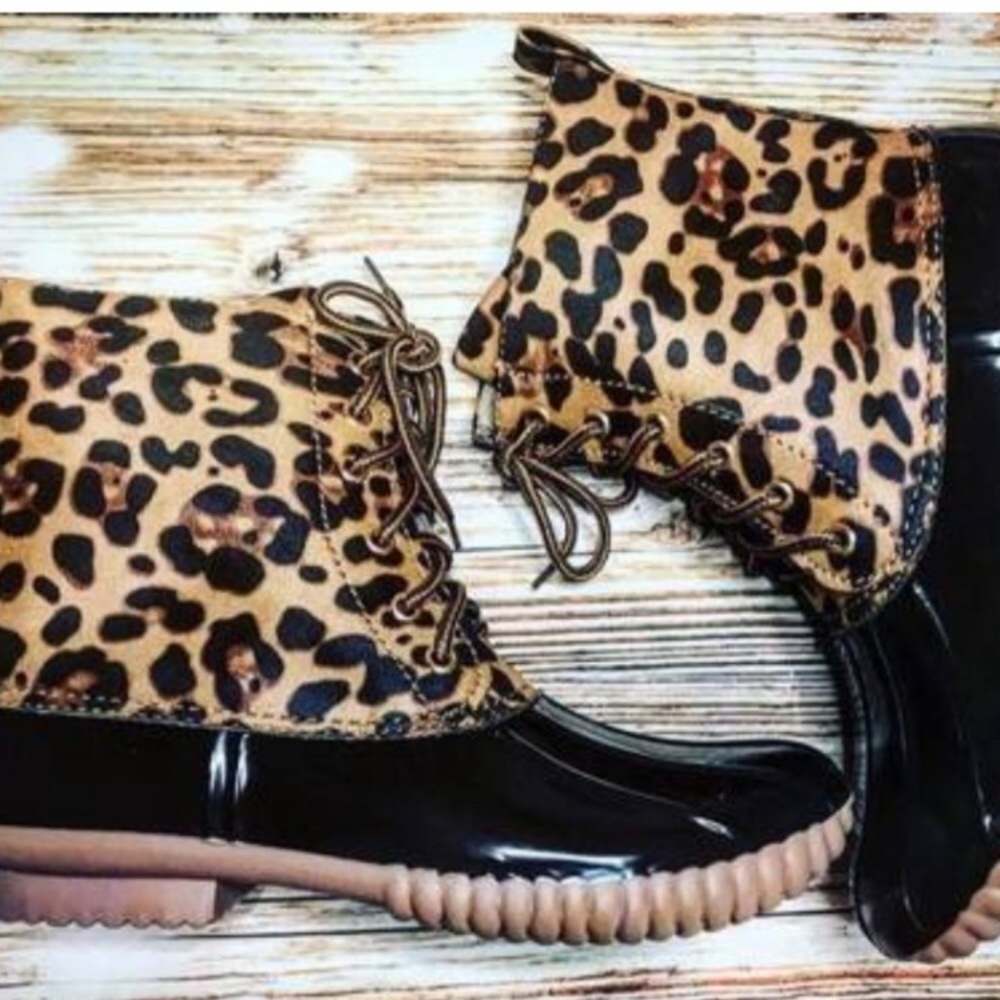 NIB- Leopard Duck Boots